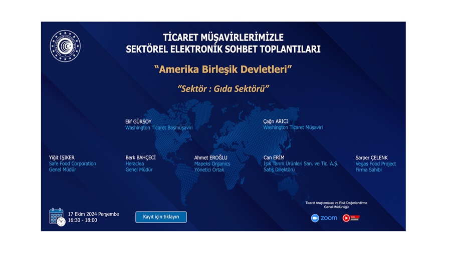 Ticaret Müşavirlerimizle Sektörel Elektronik Sohbet Toplantıları - Amerika Birleşik Devletleri - 17.10.2024