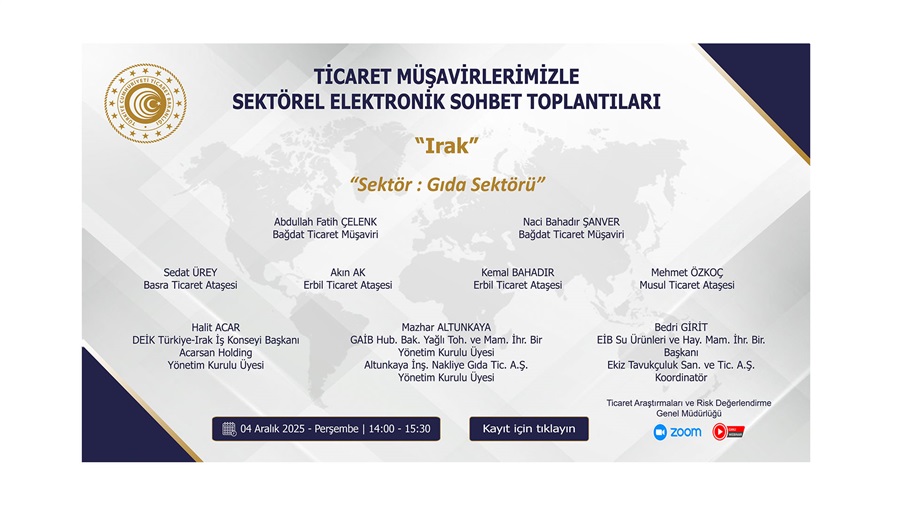 Ticaret Müşavirlerimizle Sektörel Elektronik Sohbet Toplantıları - Irak - 04.12.2025